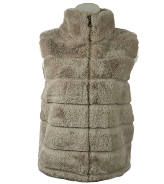 Bodywarmer/ gilet faux fur taupe