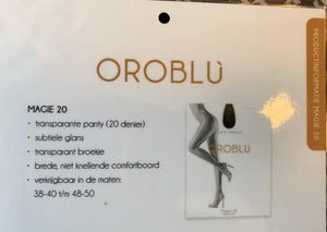 Oroblu panty’s 20 denier black/admiraal/Singapore